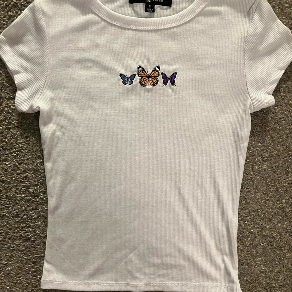 White Butterfly Baby Doll shirt